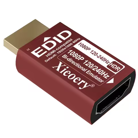 Xieoery HDMI EDID Emulator 1080P 240Hz HDR, Bi-Dir HDMI Dummy Plug, Default 1920×1080@60Hz Virtual D
