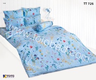 TOTO GOOD ผ้าปูที่นอนโตโต้ ลายธรรมดา ขนาด 3.5 5 6 ฟุต รหัสสินค้า TT726 ดอกไม้หลากสี พื้นสีฟ้า  เฉพาะชุดผ้าปูไม่รวมผ้านวม สำหรับที่นอนสูง 10 นิ้ว