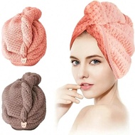 1pc Microfiber Hair Towel With Button - Soft And Absorbent Hair Drying Towel For Bath And Salon Use 