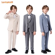 lontakids 5Pcs Boys Suit Tuxedo Blazer Vest Bowtie Set Kids Formal Suits for Wedding Party