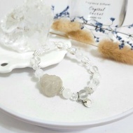 千層白幽靈龍龜設計手鍊/提升專注力、招桃花之水晶