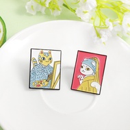 Fashion Van Gogh Oil Painting Cat Design Alloy Brooch Gifts for Friends Clothing Accessories