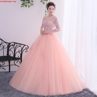 Blue & Salmon Pink Gaun Malam Pengantin Panjang Pakaian Emcee MAXI Dress Waistband Elegant Long Gala