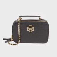 TORY BURCH BRITTEN雙T皮革手提兩用包-黑