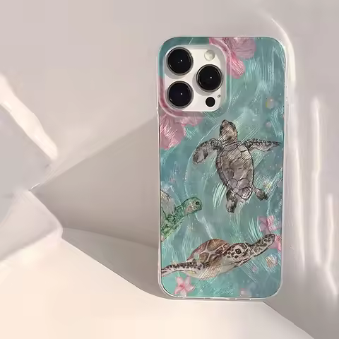 Sea Turtle Beach Pattern Phone Case For iPhone 16 15 14 13 12 11 Pro Max XS X XR 7 8 Plus 16E Shockp