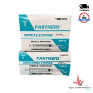 Partners Disposable Syringe 3cc/ml and 5cc/ml (100pcs/box)