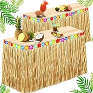 Hawaiii Table Circumference Can Cooperate with Fixed Colors Grass Negotiation Skirt Table Skirt Deco