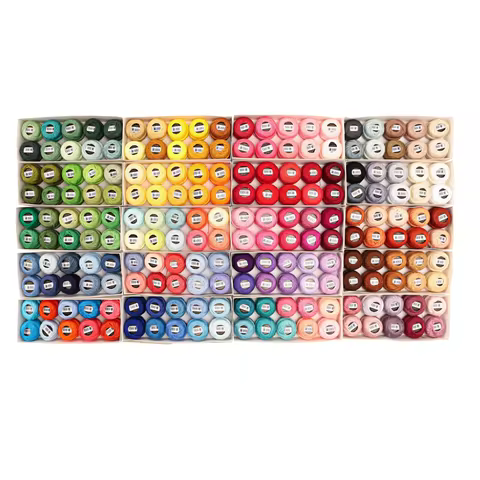 Amohilos Size 8 Mercerized Egyptian Cotton Pearl Thread 10 Assorted Colors Collection 5 Grams 40 Met