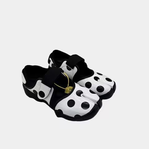Polka Dot Tabi Sandal Split-Toe Mary Jane Sneakers Women's Velcro Strap Chunky Casual Shoes zapatill
