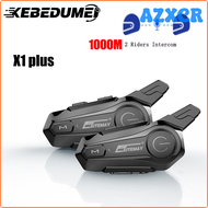 AZXCR X1 Plus Motorcycle Bluetooth 1000M Intercom Helmet Headset For 2 Rider Intercomunicador Moto W