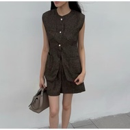 Hedyclothing - Ashley Tweed Set in Brown Top & Pants One Set not BKK Ecinos Love Bonito Claude Byeol