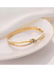 Stainless Steel Sparkling Zircon Bangle Bracelet for Women and Men