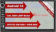 M.I.C. AU7-L2 Android 14 Car Radio with Navi: MediaTek MT6765V 4G+64G; 7 Inch QLED Display; 4G SIM, 
