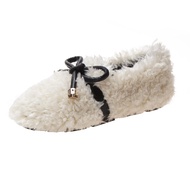 Furry Winter Shoes - Women's Flat Bottom Lamb Wool Fur Shoes
