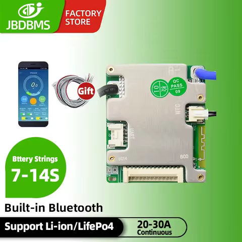 JiaBaiDa Built-in BT 7s-14s 8S 9S 10S 11S 12S 13S 14S 20A 30A 40A 50A LFP NMC 24V 36V 48V Smart BMS 