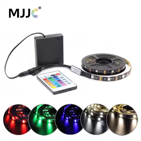 Battery LED Strip Light RGB 5V SMD 5050 2538 Waterproof Tira LED IR RF Remote Control Battery Operat