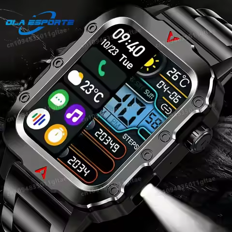 2026 New Smart Watch Bluetooth Talk LED Flashlight Multi-function Outdoor Sports 5ATM Waterproof Sma