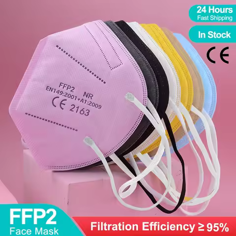 10pcs FFP2 Mask CE Approve KN95 Masks Melt-blown 95% Filtering Adult Multi-colors Black Pink Blue Ba