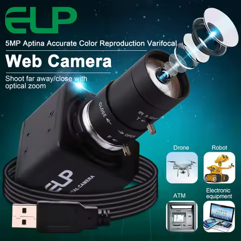 5-50mm Varifocus Lens 5MP USB Camera HD 2592X1944 15fps Aptina Sensor Webcam with Aluminum Mini Case