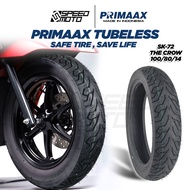 PRIMAAX SK-72 THE CROW 14" RIM SIZE 100/80-14 TUBELESS TIRE 1PC FOR MIO i125, CLICK , BEAT , SKYDRIVE, AEROX SPEEDMOTO