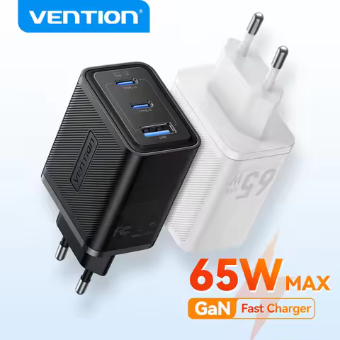 Vention 65W GaN Charger Quick Charge Type C PD3.0 QC4.0 USB Charger For iPhone 17 16 15 Xiaomi Mobil
