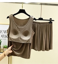 กางเกงขาสั้น Modal และชุดเสื้อกล้ามสําหรับผู้หญิงฤดูร้อนขนาดใหญ่ชุดชั้นในเสื้อผ้าบางชุดนอนกางเกงนอนช