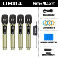 NewBaxs UX01/UX02/UX04 ไมโครโฟนไร้สาย 2 ไมโครโฟนแบบใช้มือถือ 50M ระยะทางรับ UHF FM Cyclic สามารถชาร์