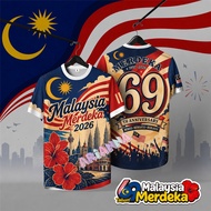 Hari Merdeka 2026 Malaysia T-Shirt. 69th Independence Day Jalur Gemilang Patriotic Tee. Full Sublima