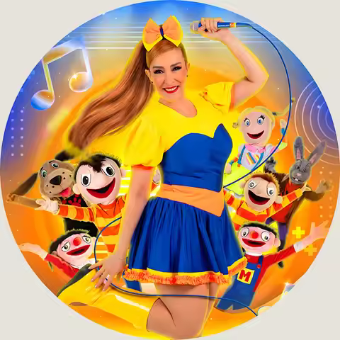 Round El Show de Bely y Beto Backdrop Kids Birthday Circle Background Balloon Vinyl Polyester Photog