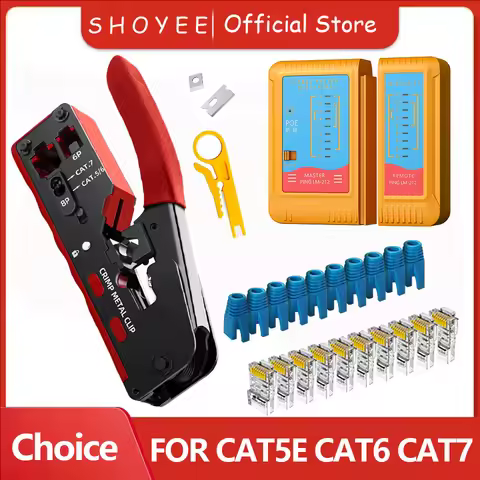 Rj45 Rj12 Rj11 Pass Through Crimp Plier Cat7 Cat6 Cat6A Cat5 Cat5e Stripping Crimping Tool with 8P/6