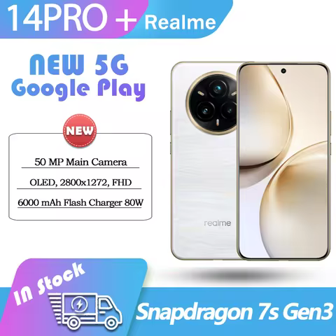 Original Realme 14 Pro+ Plus 5G Snapdragon 7s Gen3 NFC OTA 50MP Camera 80W 6000mAh Battery 6.83'' Sc
