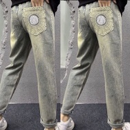 N71B4 enVERSACE857 New Style Hot Flower Jeans Men Loose Trendy Men Classic Fashion Fashion Casual Me