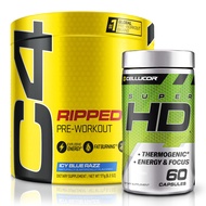 C4 Ripped & SuperHD, The Thermogenic Bundle, C4 Ripped Pre Workout Powder, ICY Blue Razz 30 Servings