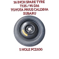 Spare Tyre/Tire/Tayar Ganti 16 Inch 5 Hole PCD100 (T135/90 D16 )Toyota Prius Caldina Spare Tyre/Tire