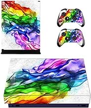 FOTTCZ Xbox One X Skin Whole Body Vinyl Sticker Decal Cover for Microsoft Xbox One X Console and 2PCS Controllers - Rainbow Band