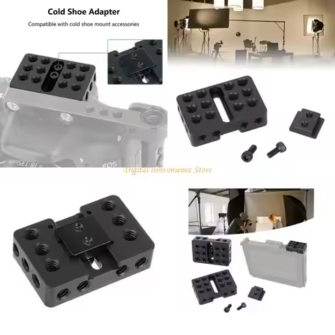 97QA Universal 1/4 Thread Hole Hot Shoe Mount Mini Expansion Plate MultiHole Metal Base Cheese Plate