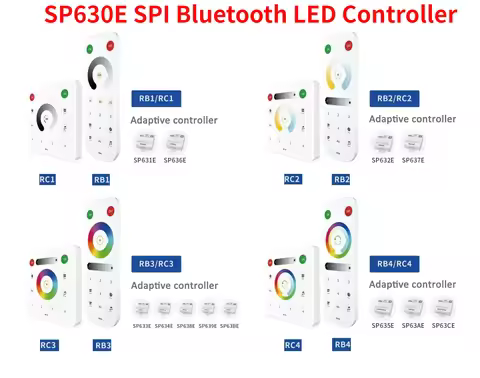 12 IN 1 SP630E SPI Bluetooth LED Controller for Single Color RGB RGBW RGBCCT WS2811 WS2812B SPI 5050