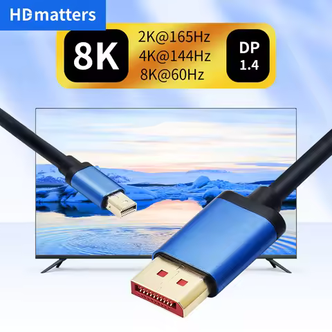 Mini DP Cable 144Hz Thunderbolt 2 Mini Display Port Cable to DisplayPort 1.4 8K Adapter Cable Mini D