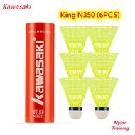 Kawasaki Nylon Shuttlecock 6 PCS KING N350 With Durable Plastic Birdies For Trainning Outdoor Indoor
