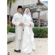 [👩‍❤️‍👨 Set TUNANG NIKAH] DRESS Moden QAISARA Exclusive & Baju Melayu Sakura Tanpa Pesak White Putih