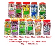 [HALAL] Fruit / Mint / Choco / Milk Plus Candy 1kg/350s/Jar  / [Self-Packing] 1.25kg/+-375s-380s/Pack - 13 Flavours
