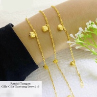 Crazy Bracelet + Love Bangkok Gold Exactly Cop 916 Bracelet Women Gold Bracelet 916 Gold Bracelet