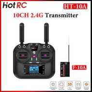 HOTRC HT-10A 10CH 2.4GHz Transmitter Color Screen Radio System Remote Controller With F-10A Receiver