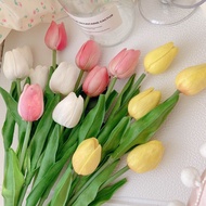 PU Mini Tulip Artificial Flowers Hand Bouquet Silk Flowers Wedding Home Decoration Flowers