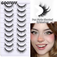 CARAMELOMA 10 Pairs Fluffy Fake Lashes, Soft Wispy Fluffy Thick  Faux Mink Lash, Glue Version Eyelas