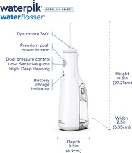 Waterpik Cordless Select Water Flosser Water Dental Teeth and Gum Cleaner, Portable and USB Rechargeable Waterproof Water Flosser for Home and Travel, Braces &amp; Bridges Care for Teeth, ADA Accepted