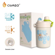 CIVAGO（17oz/510ml）Vacuum Insulated Tumbler with Straw Large Capacity Ceramic Coffee Mug for Students