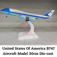 United States Of America B747 Aircraft Model 20 cm Die-cast Metal Airplane || USA B747 With Wheels |