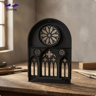[Simhoa] Gothic Window Panel Miniature Cathedral Facade Pointed Arch Rose White