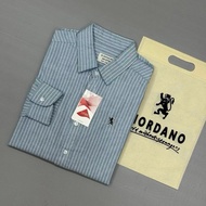 KEMEJA JUNE 21~GI*RDANO Long Sleeve Soft Blue Striped Shirt